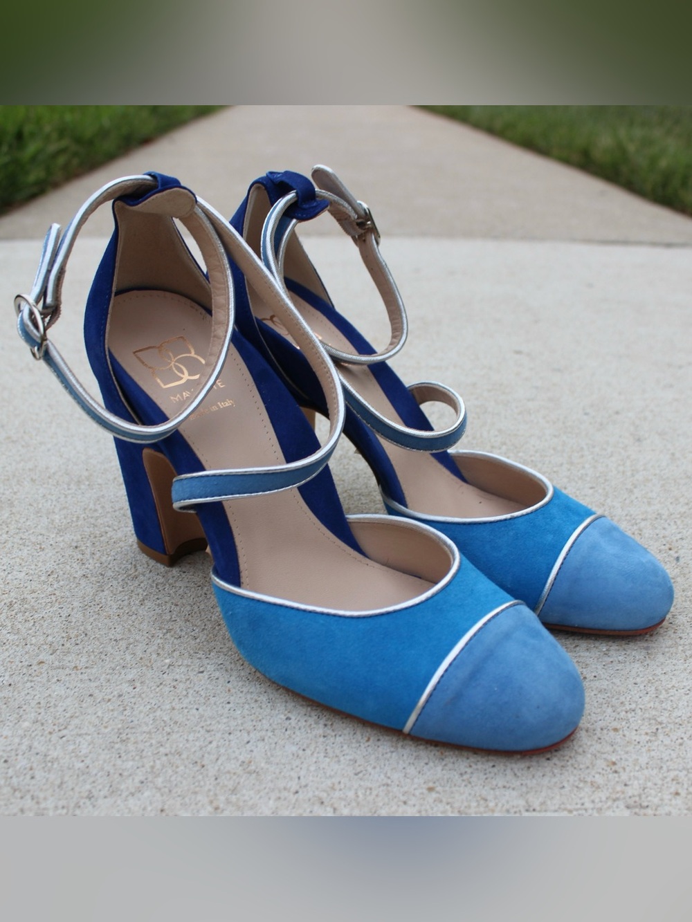 Mavette Nola D'Orsay Blue Suede Pumps Sz 39 (8)